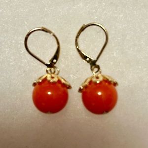 Isaac Mizrahi orange and gold ball earringa NWOT